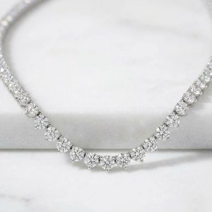 Collar de cadena de tenis unisex con degradado de varios tamaños y formas, con incrustaciones de circonitas, de oro macizo, estilo hip-hop, joyería para bodas - Product Image 1