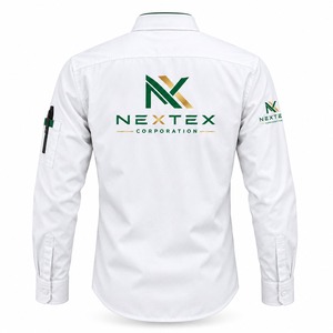 Chemise d'uniforme d'entreprise pour homme, chemise de travail blanche en coton respirant à manches longues avec impression de logo, mode professionnelle - Product Image 5