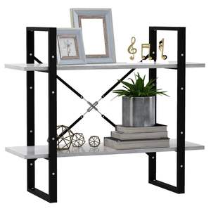 Estantería de madera de ingeniería de 2 niveles en gris hormigón 31,5 "x 11,8" x 27,6 "tamaño elegante gris hormigón 31,5" x 11,8 "x 27,6" estantería - Product Image 3