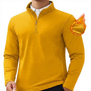 Suéter de Punto Azul para Hombre, Cuello Alto, Cierre de Cremallera de un Cuarto, Corte Regular, Estilo Casual, Transpirable, de Poliéster, para Otoño - Product Image 4