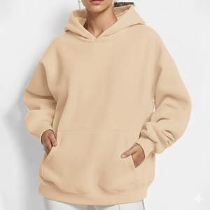 Sudadera con Capucha Extra Grande para Mujer, Manga Larga, Informal, de Felpa, con Bolsillo Canguro, Corte Holgado, 100% Algodón, para Uso Diario en Invierno - Product Image 4