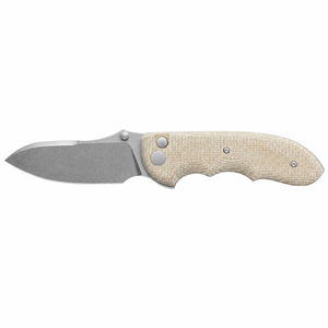 Couteaux pliants avec manche tressé beige, lame drop point finition stonewashed, bouton de pouce et poignée ergonomique pour les activités de plein air - Product Image 1