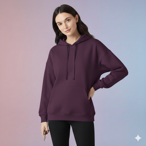 Sweat à capuche oversize pour femme, pull décontracté d'hiver en polaire douce, manches longues, coupe ample, style urbain moderne, logo avant, écologique - Product Image 3