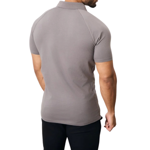Athletic Muscle Fit <b>Men</b> Solid Knitted Breathable 100% Cotton <b>Stretch</b> Performance Short Sleeve Collared <b>Shirt</b> Casual Sport ODM - Product Image 2