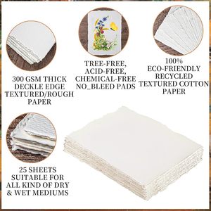 Papier à dessin en coton fait main ALBORZ, papier à dessin à bords festonnés, sans acide, 300 GSM, feuilles vierges pour aquarelle, calligraphie, artisanat - Product Image 3