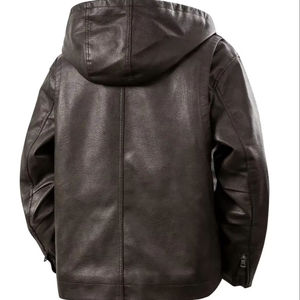Men's <b>Winter</b> Safari <b>Jacket</b> Stand Collar Coated Genuine Leather <b>Waterproof</b> Plain Dyed Denim Standard OEM Service High Pattern - Product Image 4