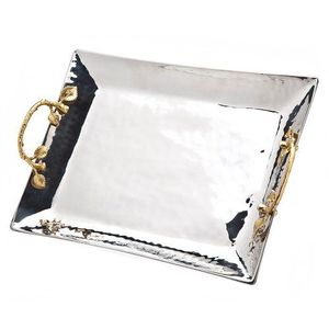 Plateau de service en métal plaqué, plat décoratif pour hôtel, maison, restaurant, centre de table de mariage, fabricant en gros - Product Image 1