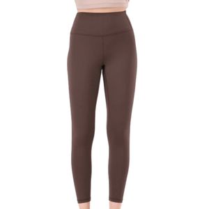 Leggings marron chocolat taille haute pour femme, coupe ajustée, avec large ceinture, pantalon décontracté et tendance - Product Image 1