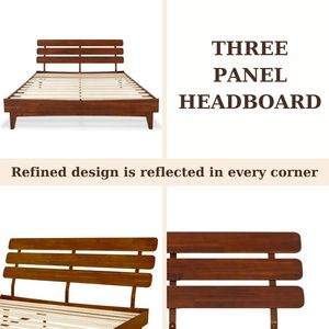 ไม้อาเคเซียปรับขนาดได้สไตล์ย้อนยุคกลางศตวรรษกรอบเตียงขนาดคิงไซส์แผ่นไม้แข็งแรง12แผ่นชุดง่ายเฟอร์นิเจอร์ห้องนอนไม้เนื้อแข็ง - Product Image 2