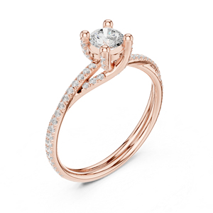 แหวนเพชรทรงกลมทองคำ 14K โรสโกลด์ เพชรเพาะเลี้ยงสำหรับผู้หญิง ของขวัญวันครบรอบ เพชรเพาะเลี้ยงใหม่ - Product Image 4