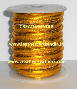 High Quality Nappa Leather Cords 5mm Round Pattern Stitched Findings in Metallic Color for <b>Jewelry</b> Making - Product Image 3