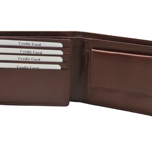 Men's Genuine Leather Slim Fold <b>Wallet</b> Brown Minimalist Short Daily Use - Product Image 5