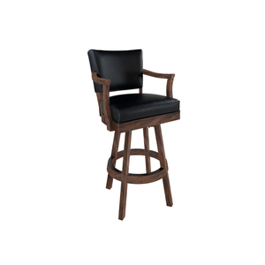 The bar <b>stool</b> is made of high quality solid teak wood with fabric upholstery on the back and seat, suitable for indoor use. - Product Image 2