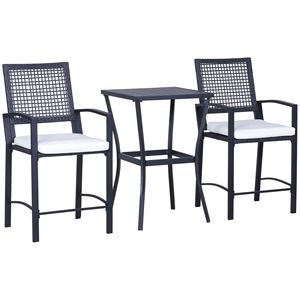 Juego de Muebles de Jardín de Mimbre Sintético de 3 Piezas con Cojines Suaves para Patio, Terraza, Jardín, Piscina - Product Image 1
