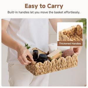 Panier en jacinthe d'eau avec poignées en bois, panier de rangement fait main, vente en gros, écologique, fabriqué au Vietnam - Product Image 4