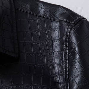 Chaqueta de Cuero PU Personalizable para Hombre, de Alta Calidad, Ecológica, Estilo Casual, Cuello Alto, Diseño Vintage, Tallas Grandes, Invierno - Product Image 4