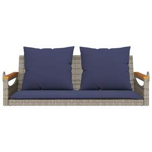 Banco Columpio de Patio de 2 Plazas en Ratán PE Azul Marino, Muchos Asientos en Gris y Azul Marino, ¡Muchos Tamaños y Estilos Disponibles! - Product Image 4