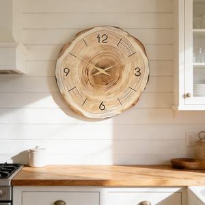 Reloj de Pared Inspirado en Anillos de Árbol, Decoración Silenciosa de Estilo Rústico - Product Image 1