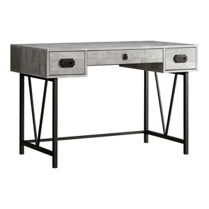 Scrivania per Computer Portatile da 48 Pollici in Stile Transizionale con Laminato Grigio e Metallo Nero, Dotata di Cassetti Portaoggetti per Ufficio Domestico - Product Image 2