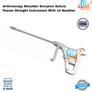 Instrument droit de passage de suture Scorpion pour arthroscopie de l'épaule, lot de 10 aiguilles, réutilisable, en acier inoxydable de qualité médicale, allemand - Product Image 5