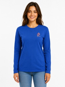 T-shirt à manches longues pour femmes de qualité supérieure, en coton personnalisé, col rond, fabricant en gros - Product Image 4