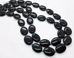 Cuentas ovaladas lisas de ónix negro natural AAA de 15x20 mm, cuentas ovaladas grandes de piedras preciosas de 18 pulgadas, cuentas sueltas de ónix negro para la fabricación de joyería. - Product Image 5