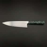 Couteau de chef japonais forgé à la main en acier inoxydable 8-9,9 pouces, finition satinée, manche en micarta, ambidextre, épaisseur 3,0 mm, modèle Saz-5642