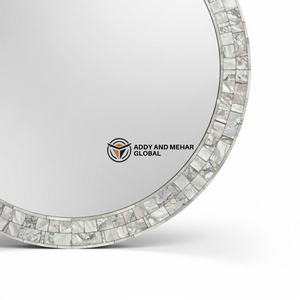 Espejo de Pared Redondo de Lujo con Incrustaciones de Madreperla – Espejo Curvo Hecho a Mano con Mosaico de Conchas para Decoración Premium del Hogar y Hoteles - Product Image 4