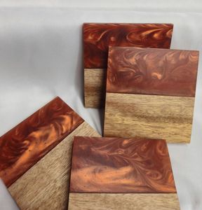 Posavasos de Resina Epoxi y Madera con Diseño Único SMART para Café, Té y Bebidas, Personalizable, Cuadrado, Redondo, para Taza de Té, Cristal - Product Image 3