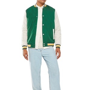 Men's Casual Premium Bomber <b>Jacket</b> Custom Logo Embroidered Chenille Breathable Reversible <b>Mandarin</b> <b>Collar</b> Silk Satin Plus Size - Product Image 4