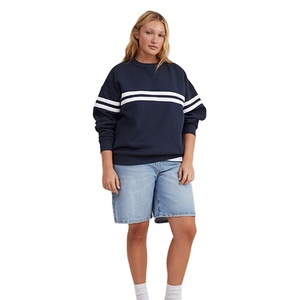 Wholesale Plus Size Women's Drop Shoulder Oversize Custom Knitted Front Logo Position Formal Winter Heavyweight Sweatshirts - Product Image 5