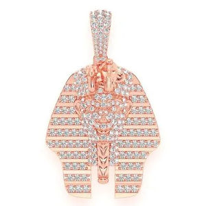 925 Sterling <b>Silver</b> Rhodium Plated Cartoon Egyptian Pharaoh Hip Hop Customizable Iced Moissanite Charm Pendant <b>Necklace</b> Unisex - Product Image 5