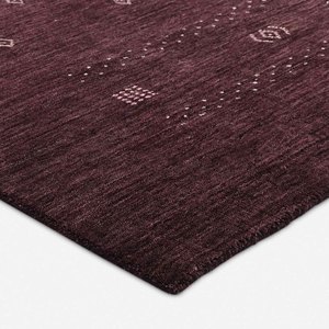 Tapis géométrique tribal violet tissé à la main, style marocain, moderne et minimaliste, en laine, pour salon, chambre, décoration de sol - Product Image 2