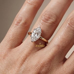 <b>Silver</b> Plated Marquise Cut Lab Grown Diamond Engagement <b>Ring</b> Luxury <b>Solitaire</b> Wedding <b>Ring</b> Women High Quality Fine Party VVS2 - Product Image 3