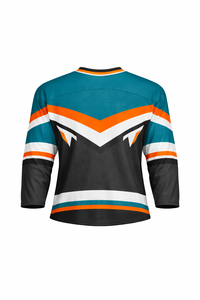 Maillot de hockey sur glace pour homme à col en V et manches trois quarts, design rayé, en polyester respirant, coupe régulière pour adulte - Product Image 2