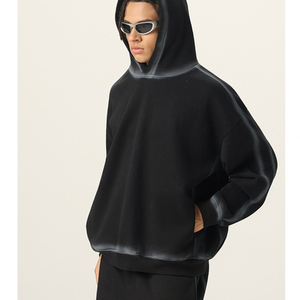 Sweat à capuche pour homme en coton 350+ g/m², coupe décontractée, épaules tombantes, en molleton bouclette, idéal pour l'automne - Product Image 2