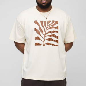 T-shirts imprimés en maille unie pour hommes, de haute qualité, poids lourd, 100 % coton, longueur standard, prix de gros - Product Image 1