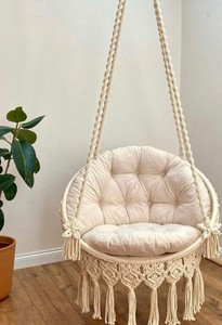 Fauteuil suspendu en macramé, chaise hamac en macramé, chaise suspendue en macramé, hamac d'intérieur en macramé - Product Image 2