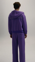 Ensemble unisexe personnalisé de pantalon et sweat à capuche surdimensionnés, coupe courte, avec double fermeture éclair et cordon de serrage aux poignets, brodé, fabrication sur mesure