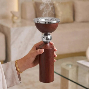 Quemador de Incienso de Madera y Metal con Detalles Plateados Pulidos y una Base Cilíndrica Elegante, que Eleva Cualquier Espacio con Estilo - Product Image 5