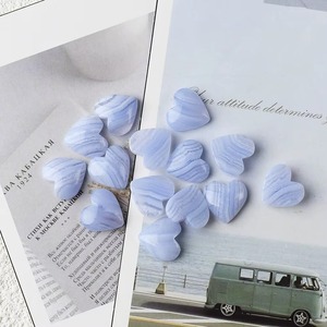 Nouvel Arrivage de Haute Qualité : Perles en Pierre d'Agate Bleue Naturelle en Forme de Cœur, Perles Libres et Cabochons en Calcédoine Bleue pour la Fabrication de Bijoux - Product Image 2