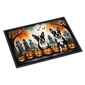 Boston Terrier Spooky Halloween <b>Doormat</b> Non-Slip <b>Washable</b> Low Pile Indoor/Outdoor Front Door Mat 24H X 36W - Product Image 1