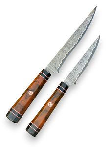 Juego de Cuchillos de Filetear de Acero de Damasco, 2 Piezas, Mangos de Madera, Ambidiestros, Afilados, Duraderos, Forja Nórdica, Juego de Cuchillos Profesionales - Product Image 5