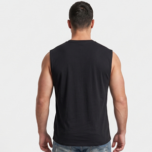 Débardeur de sport décontracté pour homme grande taille noir sans manches en coton et élasthanne respirant avec impression DTF pour la gym et l'entraînement - Product Image 2