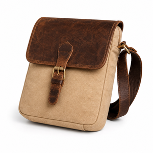 Custom Vintage Canvas Leather Crossbody <b>Bag</b> Personalized Logo <b>Men</b> Messenger Sling <b>Bag</b> Premium Packaging Luxury Business Gift <b>Bag</b> - Product Image 3