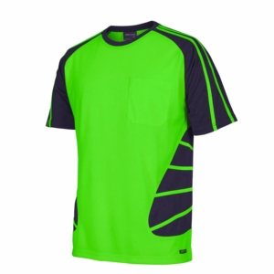 Men's High Visibility Quick Dry Workwear T-shirt Custom Breathable Mesh Athletic Sport Tee with Pocket Contrast Panel Shirt - Product Image 6