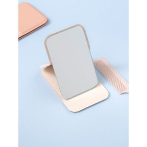 Ivory Cover Square Vanity <b>Mirror</b> with Stand Small Size - Product Image 1