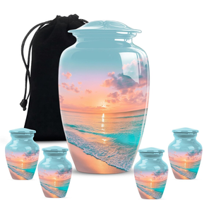 Aluminum Cremation Urn <b>Memorial</b> <b>Keepsake</b> Jar Customized Sunset Print Metal Urn for Burial Decoration Adult - Product Image 5