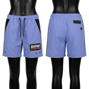 Shorts coupe-vent premium 150 GSM pour femme, tissu polyester léger, design à panneaux bleus, logo personnalisé, shorts pour femme - Product Image 6