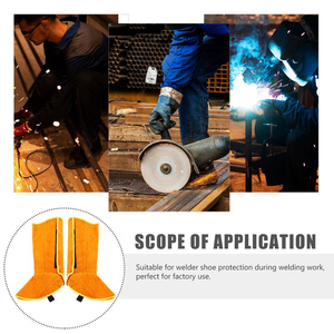 Couvre-chaussures de soudeur en cuir de vachette pleine fleur robuste, résistant à l'abrasion, protection industrielle des pieds pour la construction - Product Image 3